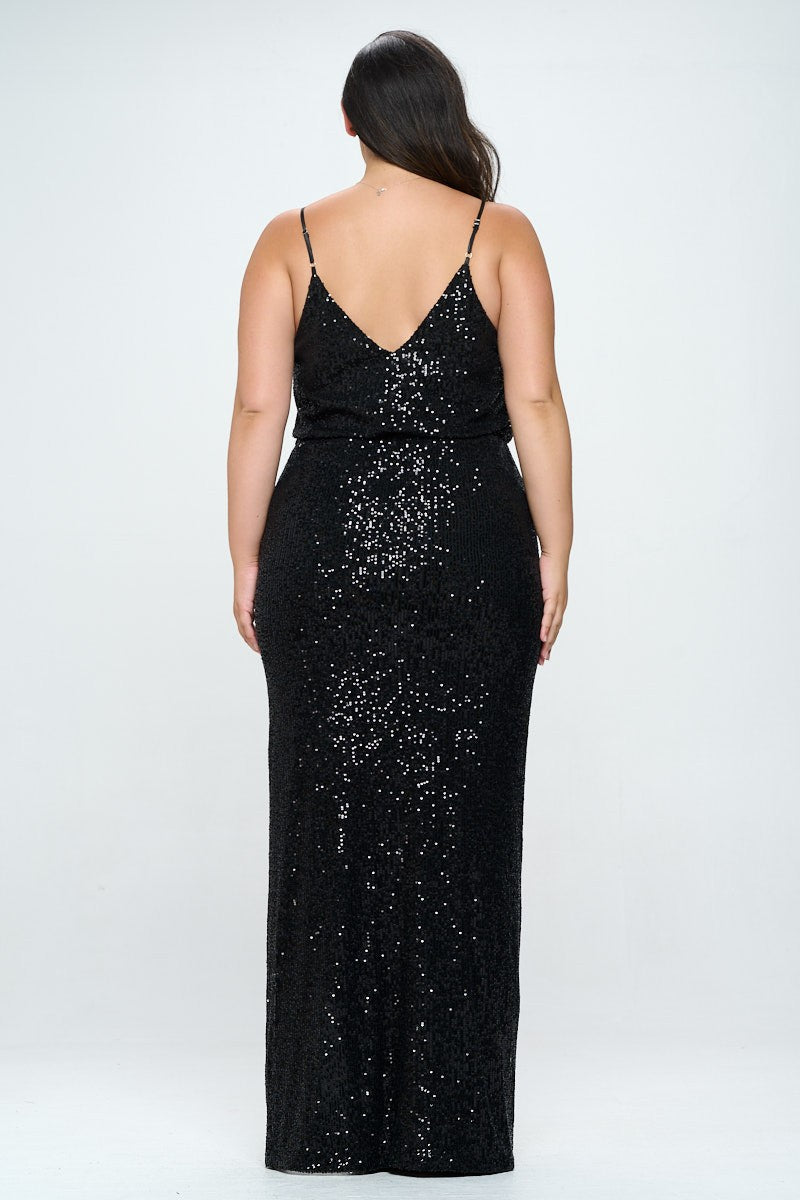 Plus Size Black sequin dress 1X