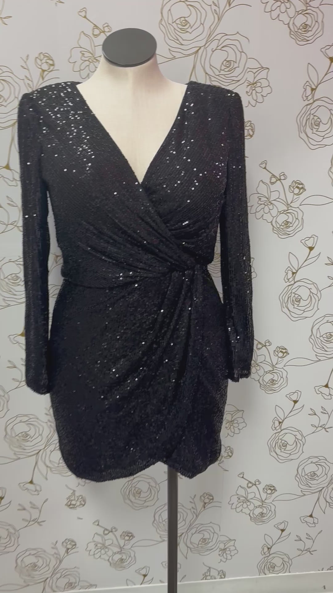 Long Sleeve Sequin Formal Dress XXXL
