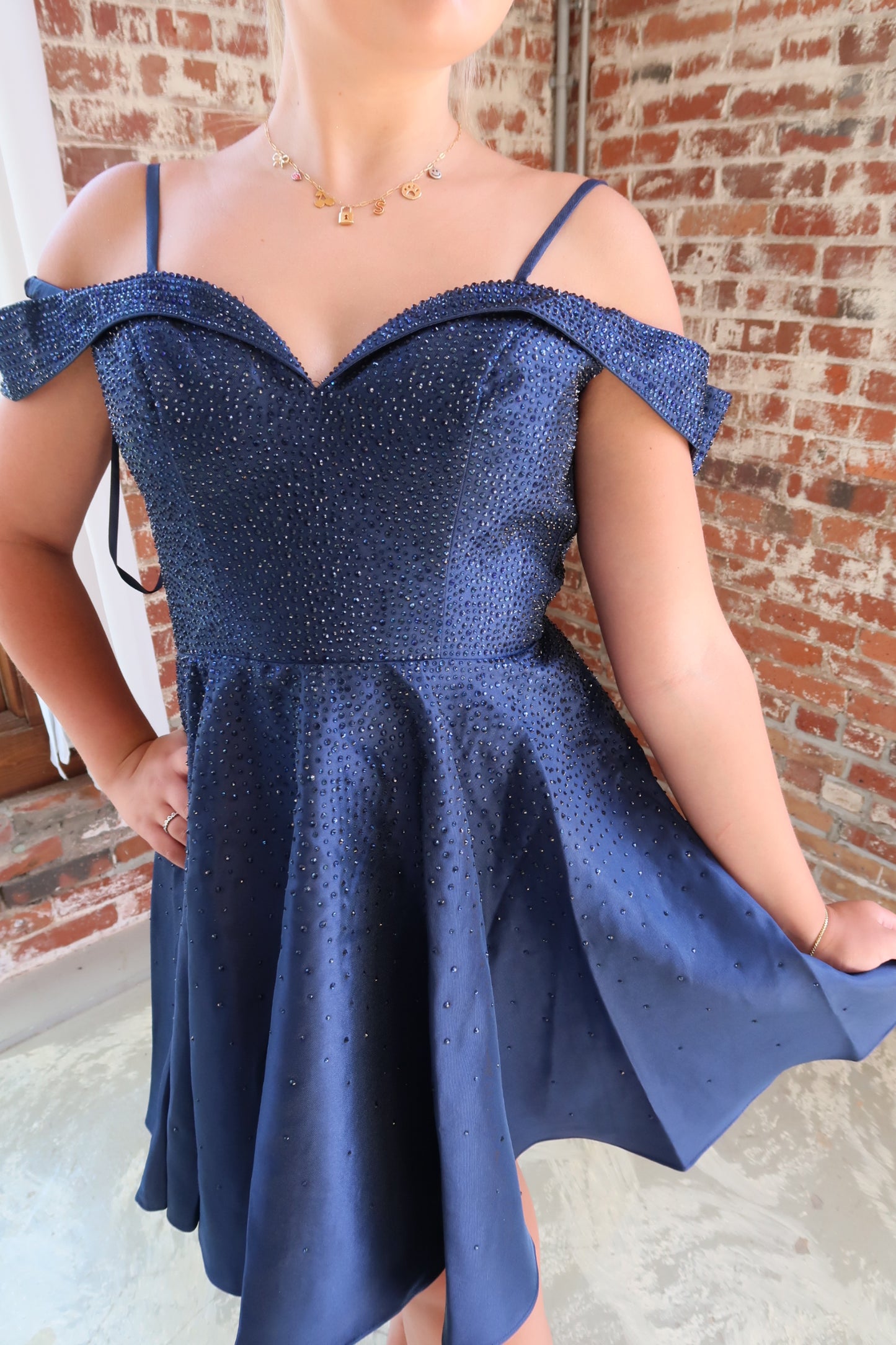 Navy Blue Rhinestone Formal Mini Dress Styles By Erica Navy Blue Rhinestone Formal Mini Dress Styles By Erica