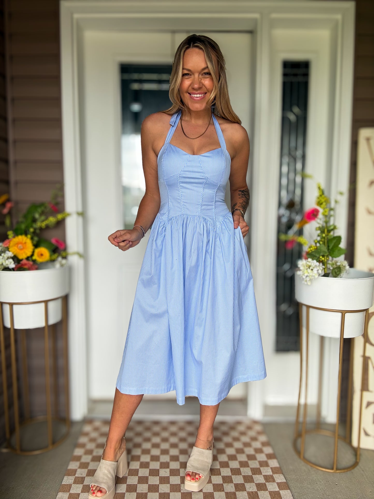 steve madden leigh midi dress Steve Madden Apparel Leigh Midi Dress, Black Multi,X-Small at Amazon Women's Clothing store