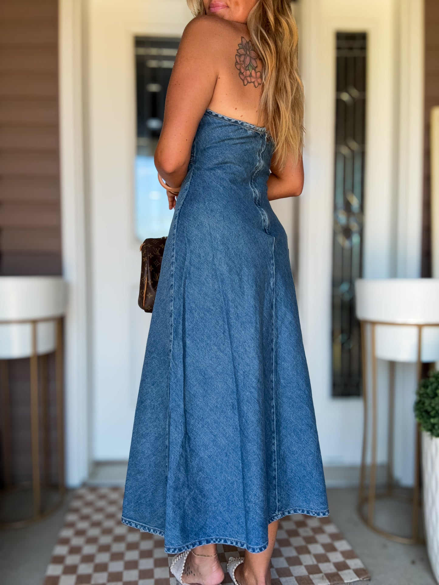 STEVE MADDEN VILMA DENIM DRESS IN ARTIC BLUE