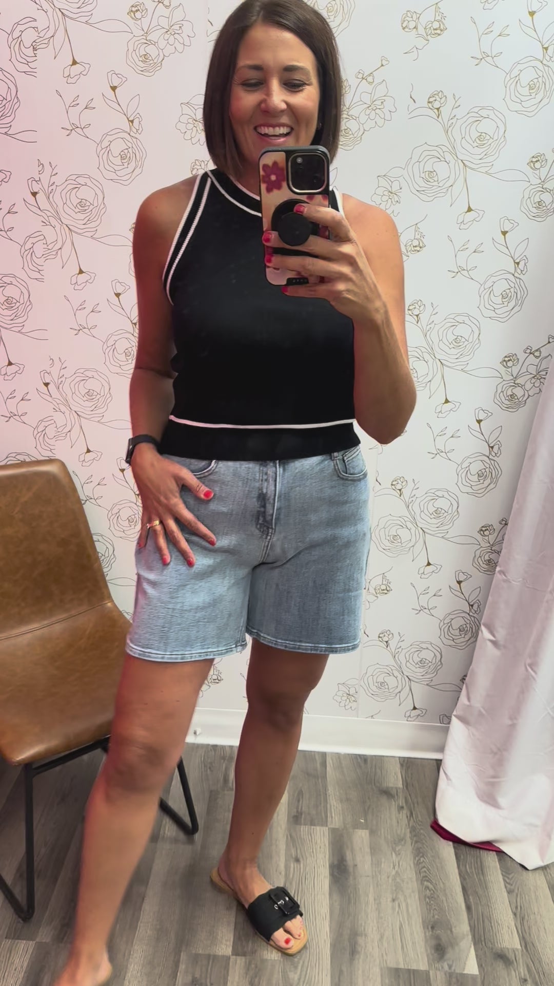 Stretch Denim Mom Shorts