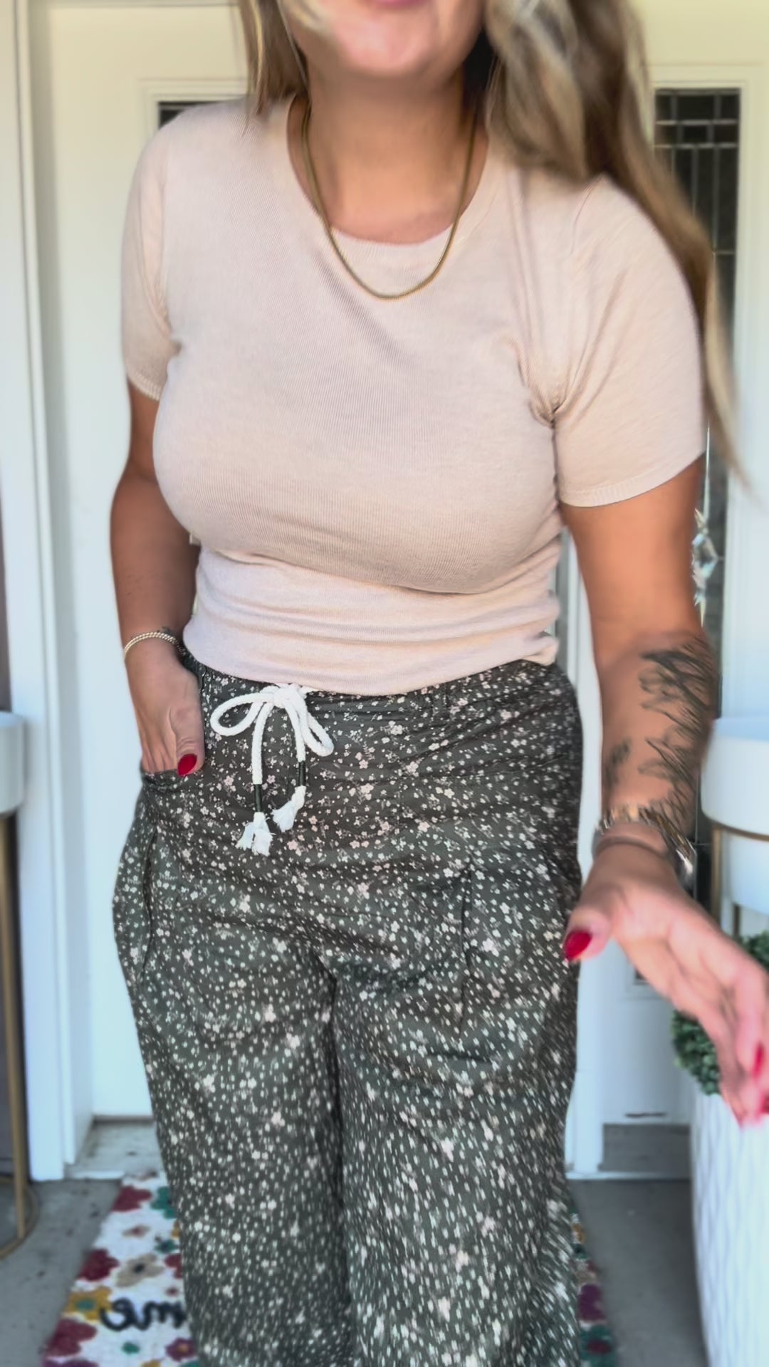 Floral Barrel Pants