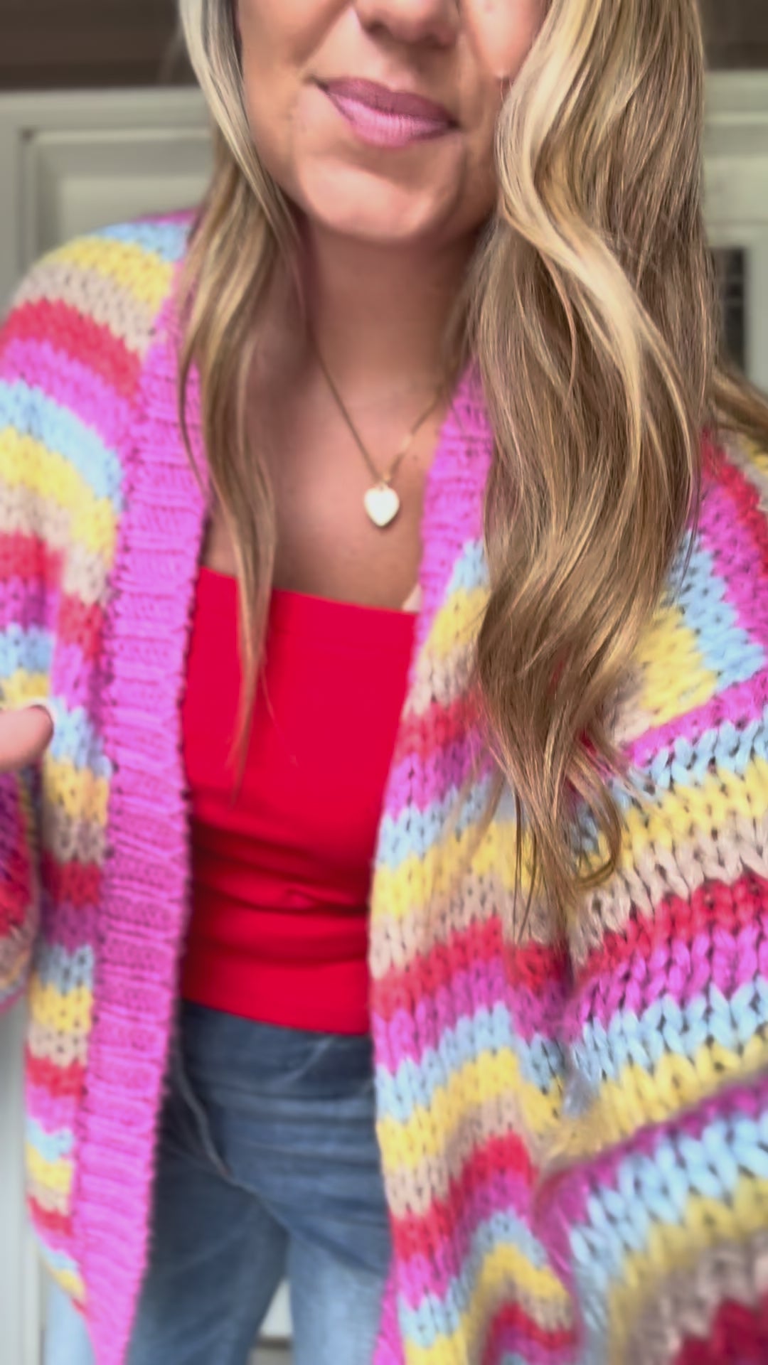 Pink Combo Oversized Cardi