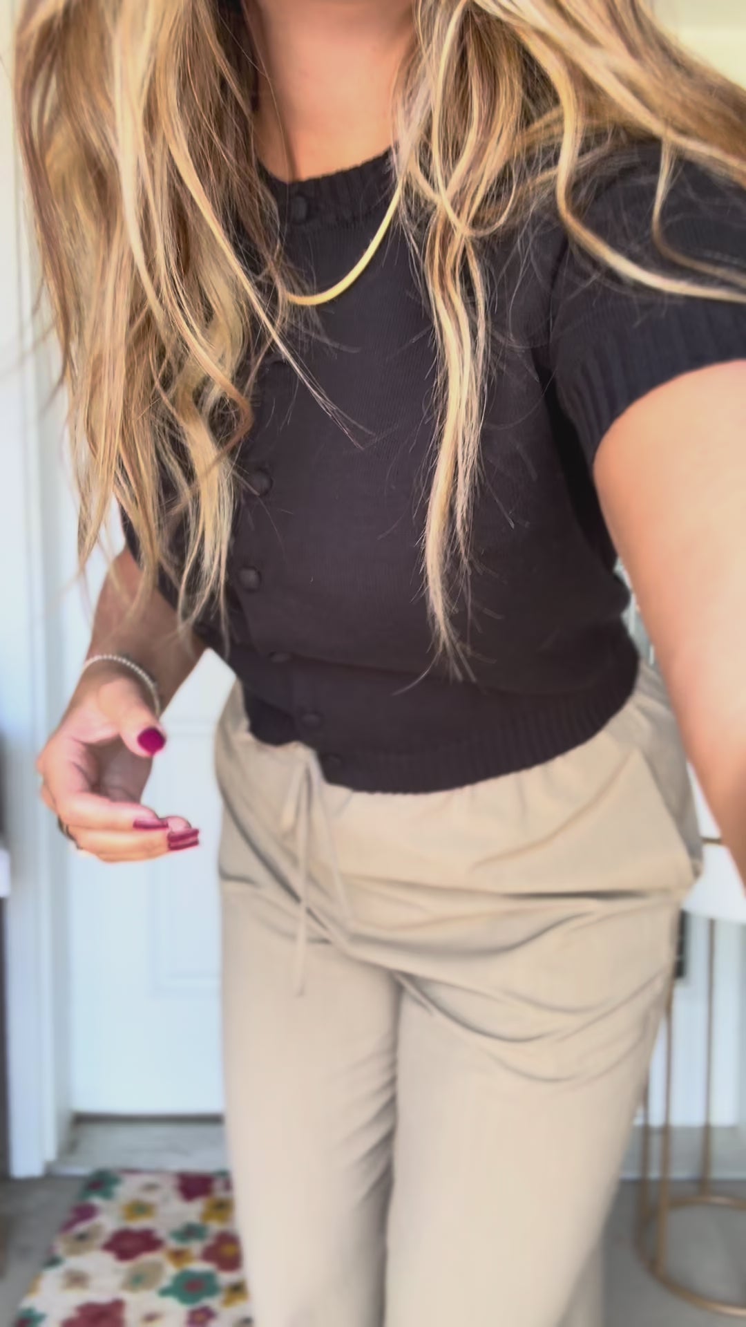 Preppy Short Sleeve Button-Up Fitted Cardigan