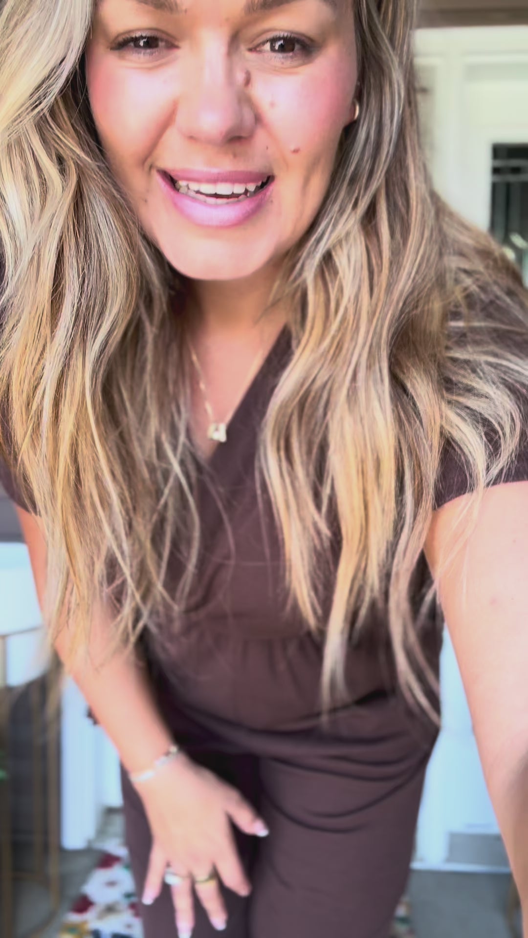 Brown Surplice Jumpsuit