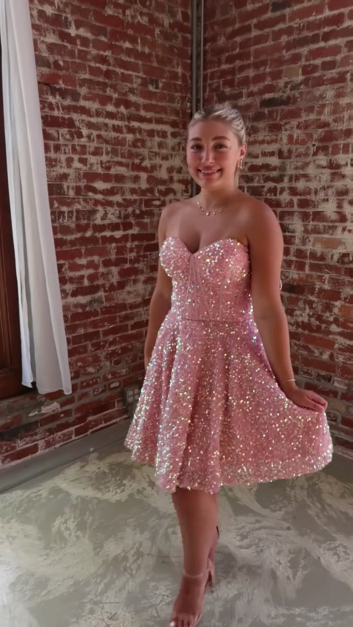 Rose Sequin Mini Formal Dress