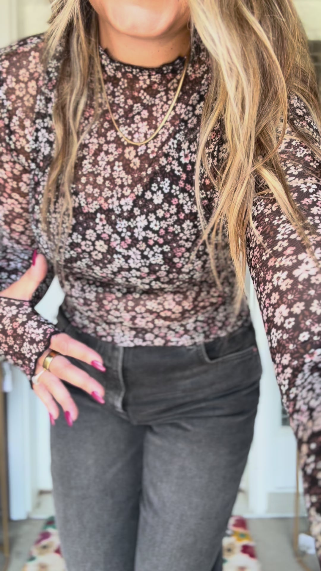 Dainty Girl Floral Mesh Top