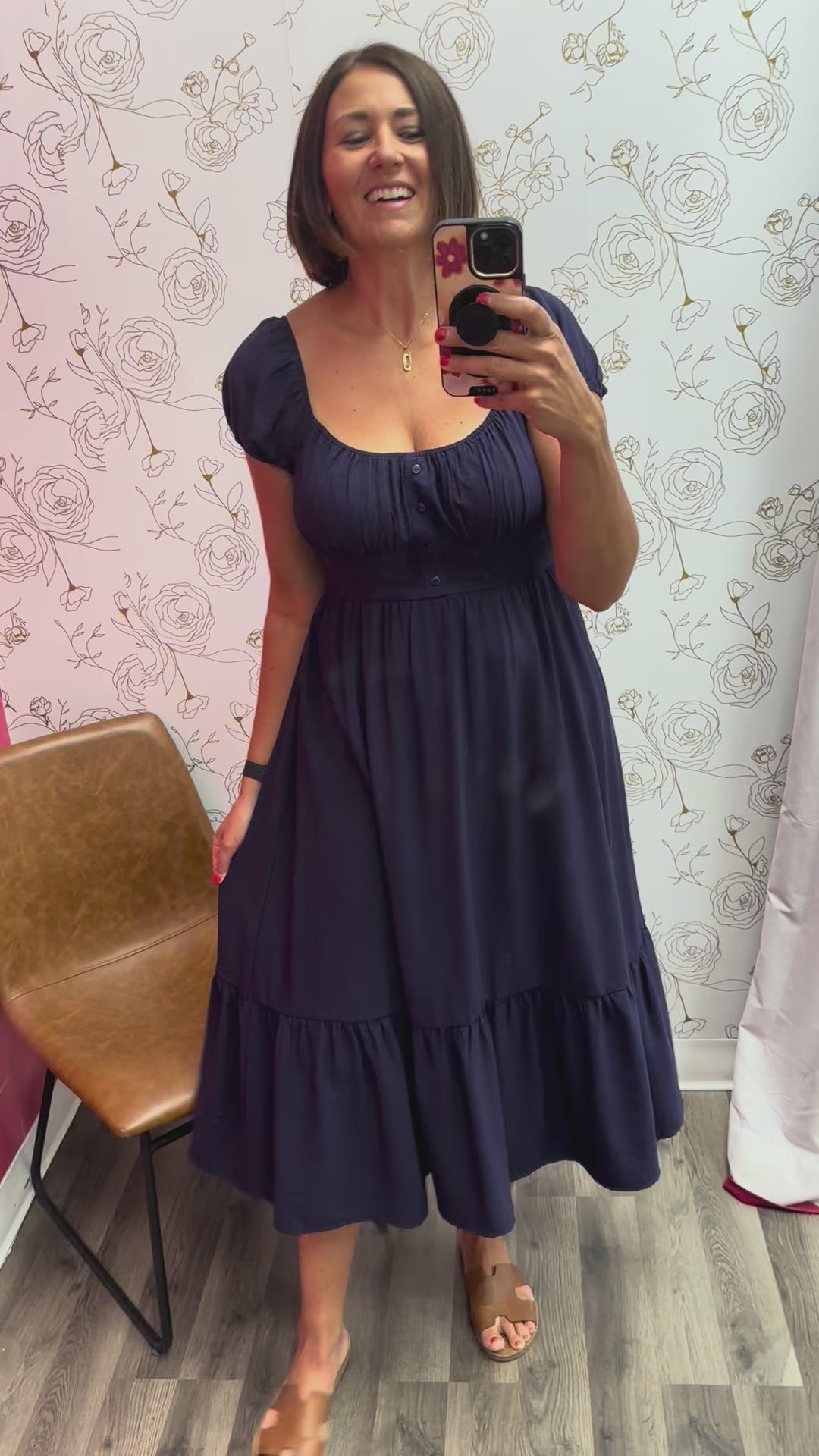 Navy Charm Midi Dress