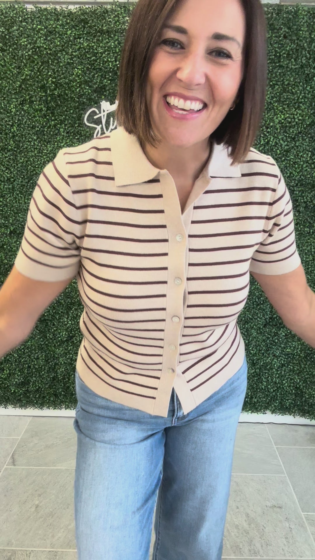 The Stripe Button Up Top