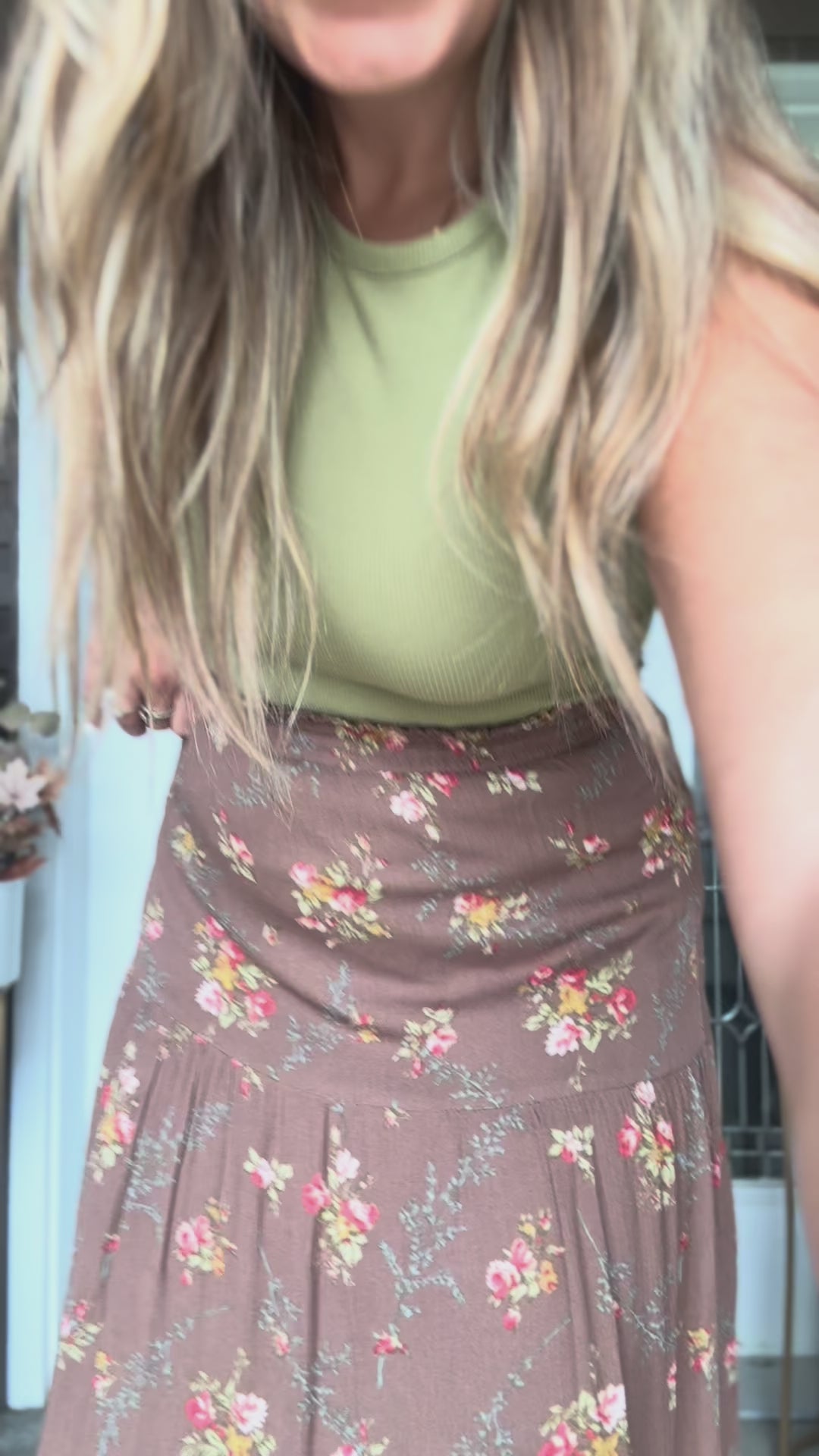 Brown Fall Floral Skirt