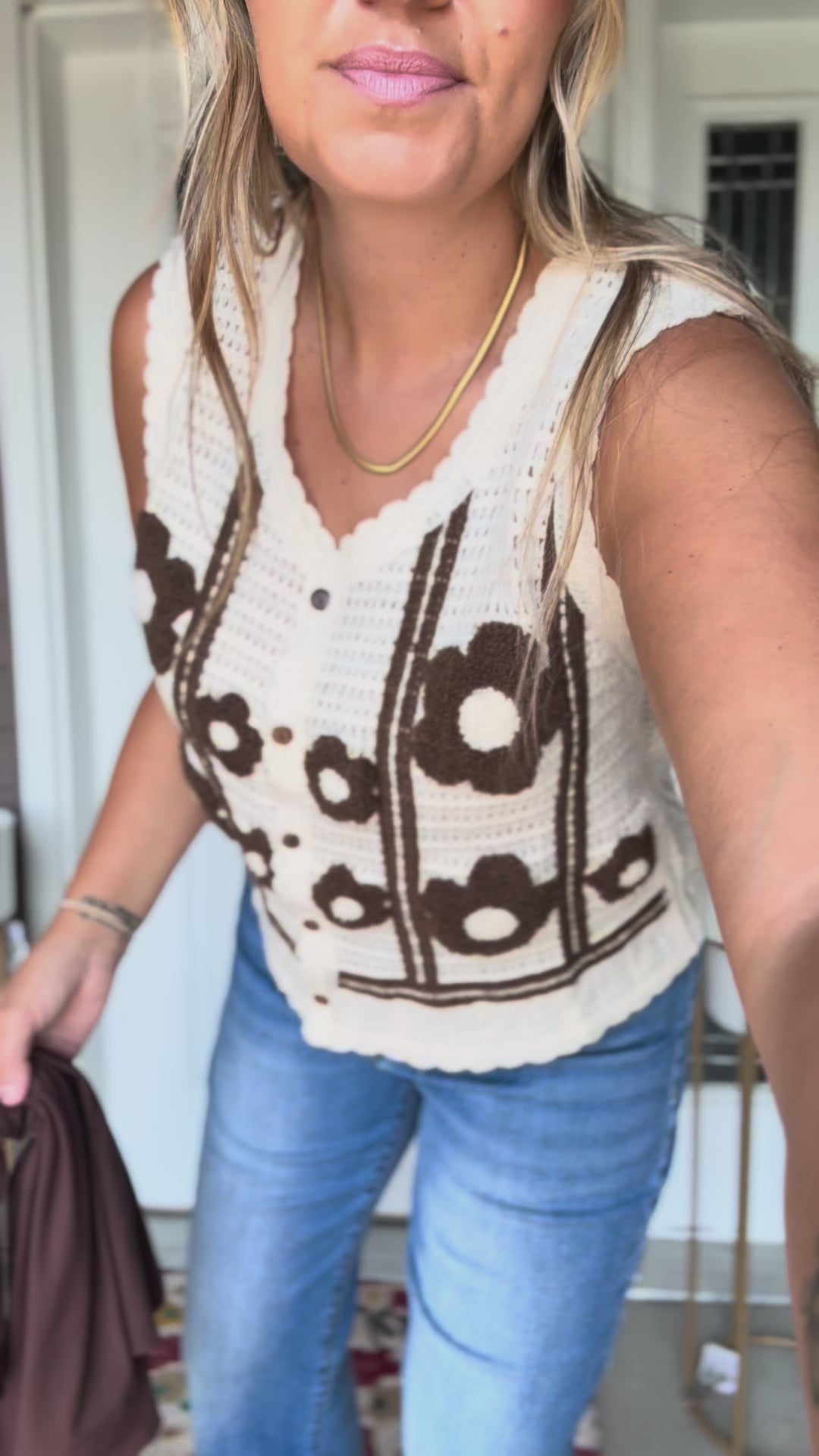 Floral Crochet Sweater Vest