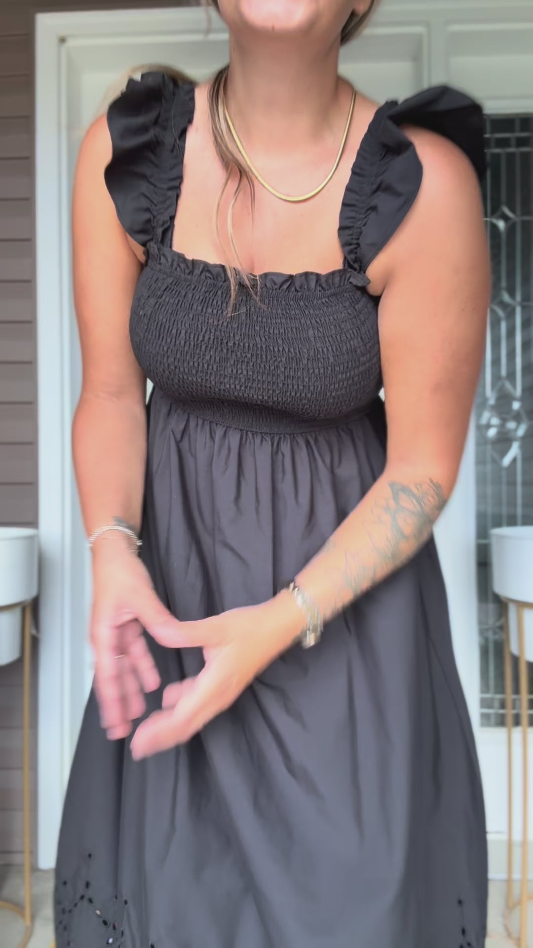 Black Eyelet Midi Dress